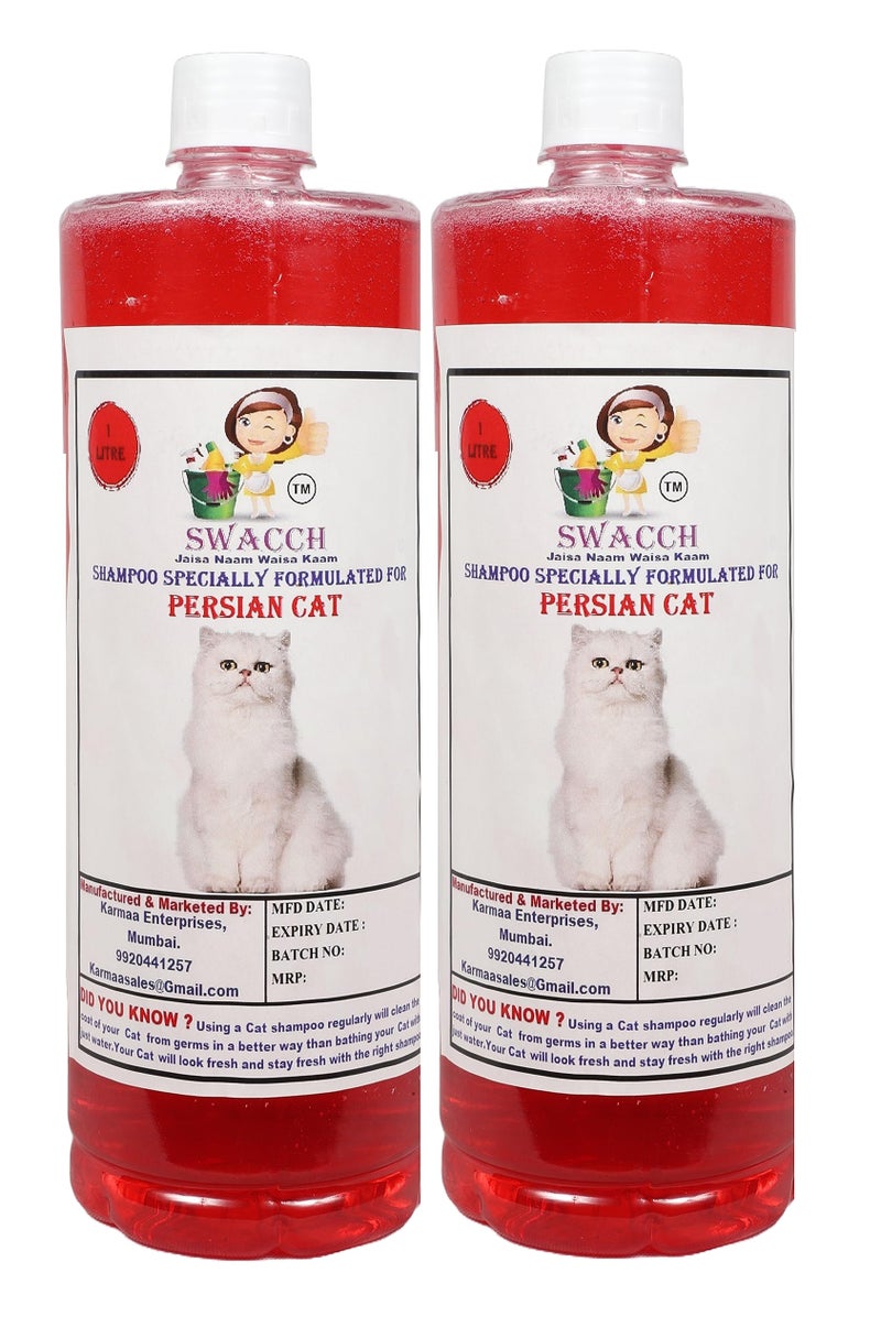 Swacch Shampoo Specially Formulated for Persian Cat (1 Litre) (Pack of 2) Strawberry - Image 1
