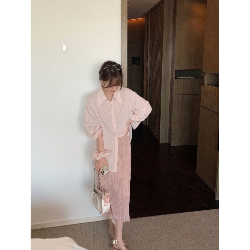 Miyake Pleated Skirt Woman 2024 Autumn Sweater Pair Mid-Length Slit Straight Skirt Black Skirt - Image 4