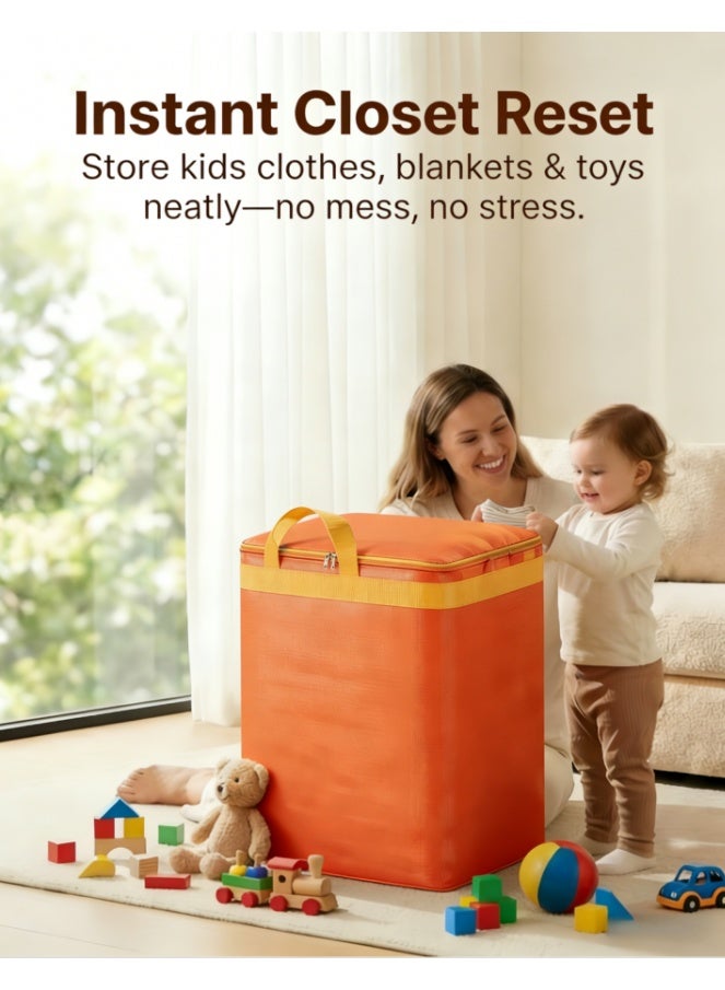 Extra Large Moving Bags with Strong Zippers and Carry Handles, Waterproof, Durable, Space Saving, Oversized Storage Bag for Moving Travel (D-122M-ORANGE-M) - Image 2