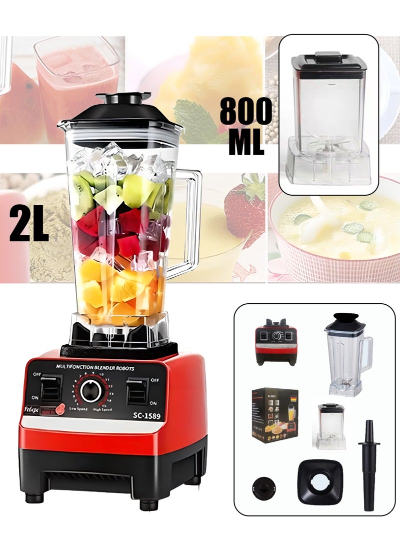 Leon Home Electric blender with multi-functional grain grinder, 2L + 800ml (grinding cup) - 4500W power - adjustable speed - suitable for making juices, spice powders, nut powders, coffee, etc. - Image 1