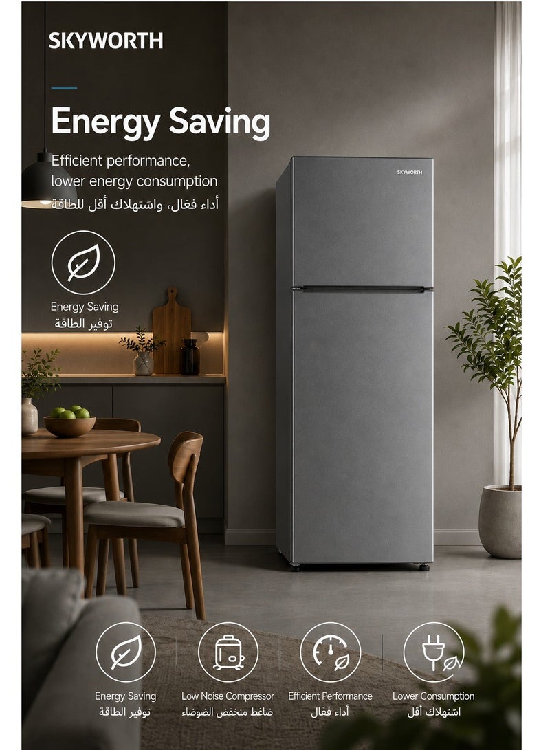 سكاي ورث ثلاجة سكاي وورث - بابان، سعة 9.9 قدم مكعب (7.7 قدم مكعب للثلاجة + 2.2 قدم مكعب للفريزر)، بتقنية العاكس، مانعة للتجمد، سعة صافية 280 لتر (218 لتر + 62 لتر) - رمادي - Image 5