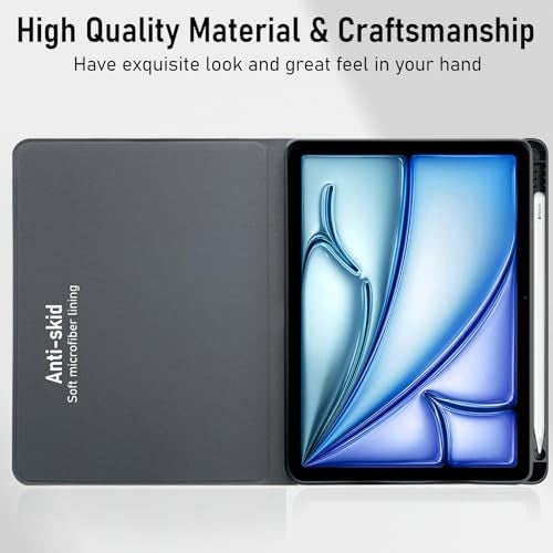 Robustrion for iPad Air 11 inch Cover M4/M3/M2 / iPad Air 5th Generation Cover Case/iPad Air 4th Generation Deer Pattern Flip Case with Pencil Holder [Right Side] - Black - Image 5