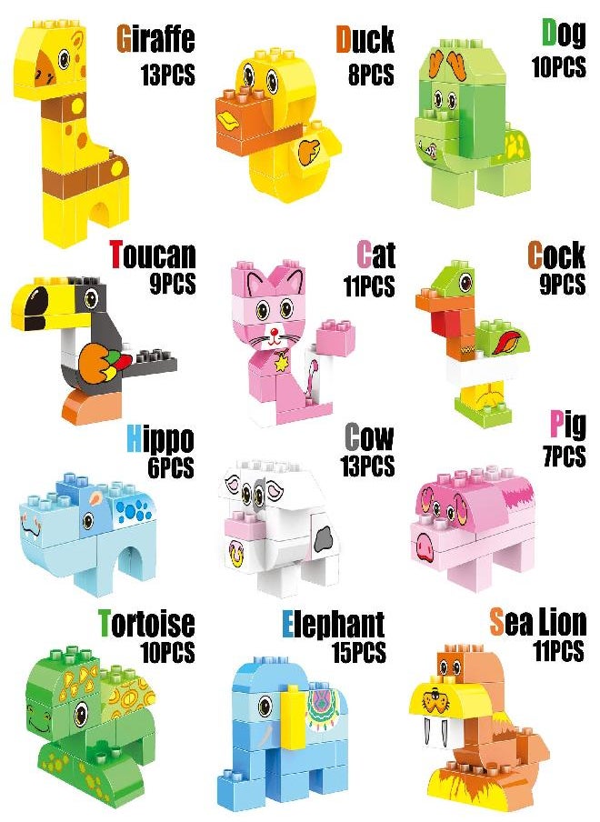 EP EXERCISE N PLAY Building Blocks Set for Toddlers, Creative Large Building Bricks, Toy Animals Building Kit with Storage Box, Preschool Learning Educational Toys for Kids Boys Girls Gifts for 3+ Years Old (122 Pieces)  - Image 1