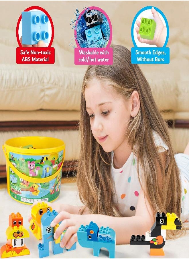EP EXERCISE N PLAY Building Blocks Set for Toddlers, Creative Large Building Bricks, Toy Animals Building Kit with Storage Box, Preschool Learning Educational Toys for Kids Boys Girls Gifts for 3+ Years Old (122 Pieces)  - Image 3