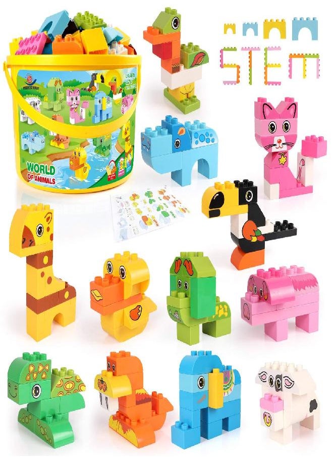 EP EXERCISE N PLAY Building Blocks Set for Toddlers, Creative Large Building Bricks, Toy Animals Building Kit with Storage Box, Preschool Learning Educational Toys for Kids Boys Girls Gifts for 3+ Years Old (122 Pieces)  - Image 4