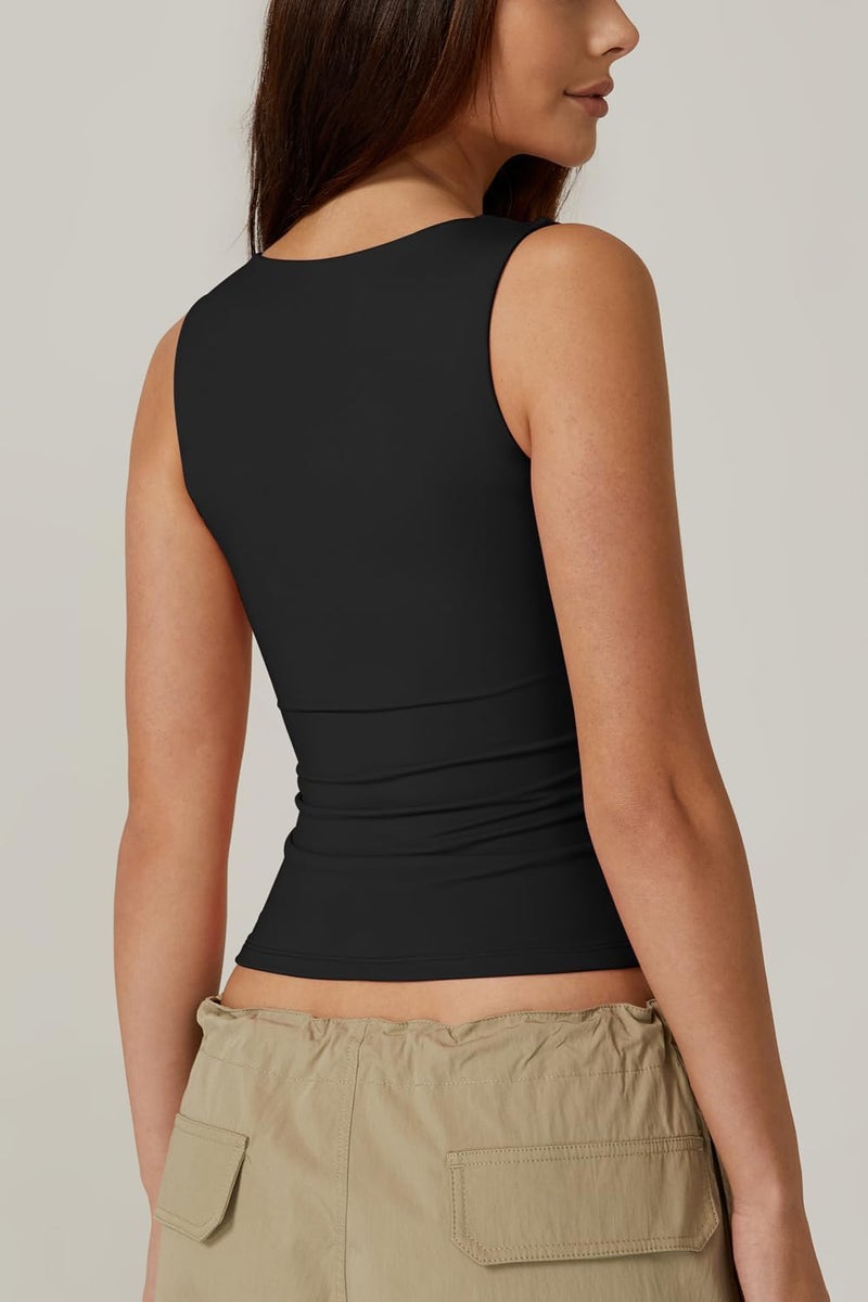 HZYH Women's Square Neck Sleeveless Double Layer Tank Tops Summer Sleeveless Shirts - Image 4