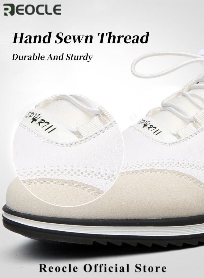 REOCLE Men's Fashion Shoes British Style Concise Soft Soled Men Casual Shoes Breathable Lace-Up Anti-slip Sneakers - Image 3