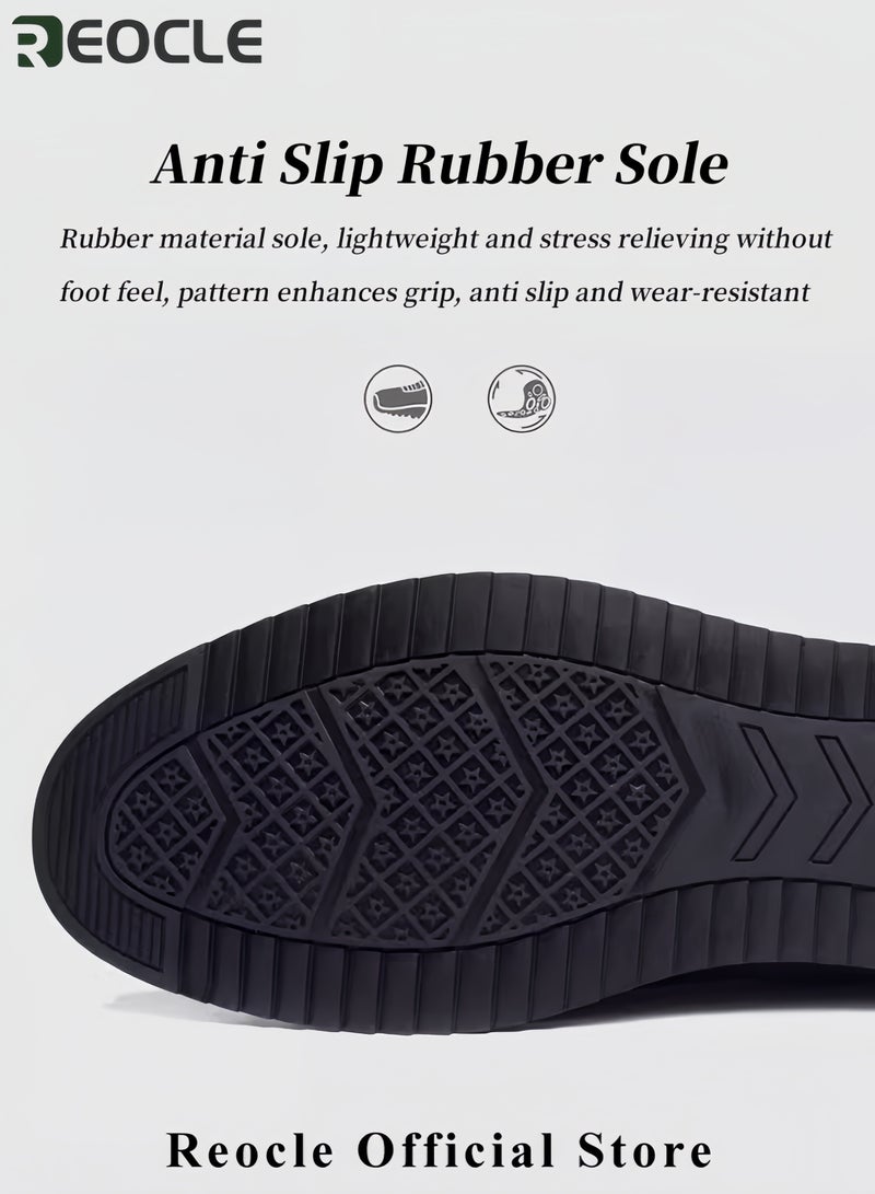 REOCLE Men's Fashion Shoes British Style Concise Soft Soled Men Casual Shoes Breathable Lace-Up Anti-slip Sneakers - Image 4