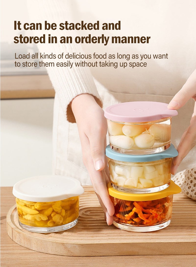 بيروي مجموعة 4 قطع أوعية زجاجية شفافة بأغطية - متعددة الاستخدام كأوعية البودينغ، قوالب الحلويات، أطباق الفواكه، حاويات التسالي، وأواني التقديم للبهارات - Image 4