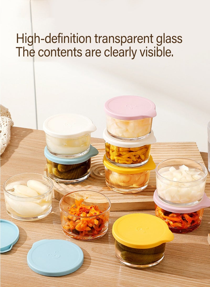 بيروي مجموعة 4 قطع أوعية زجاجية شفافة بأغطية - متعددة الاستخدام كأوعية البودينغ، قوالب الحلويات، أطباق الفواكه، حاويات التسالي، وأواني التقديم للبهارات - Image 5
