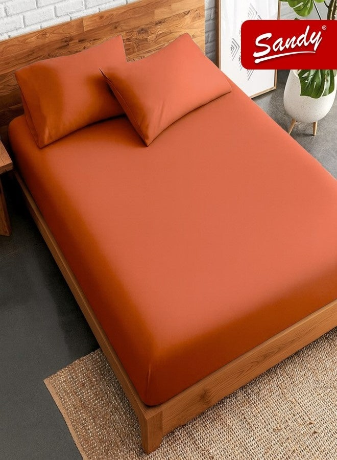 ساندي طقم شرشف مطاط ساندي فاخر بجودة الفنادق مع أغطية وسادة، طقم من 3 قطع، شديد النعومة وجيد التهوية وبارد, مقاس مزدوج كينج نفرين 200 × 200 سم, طوبي - Image 1