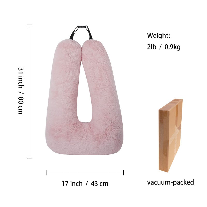 Atablyn Pink Soft Cotton Travel Neck Pillow -Ergonomic Support for Child and Adult Car Seats, Cozy Compact Pillow for Long-Distance Travel Essentials - Image 4