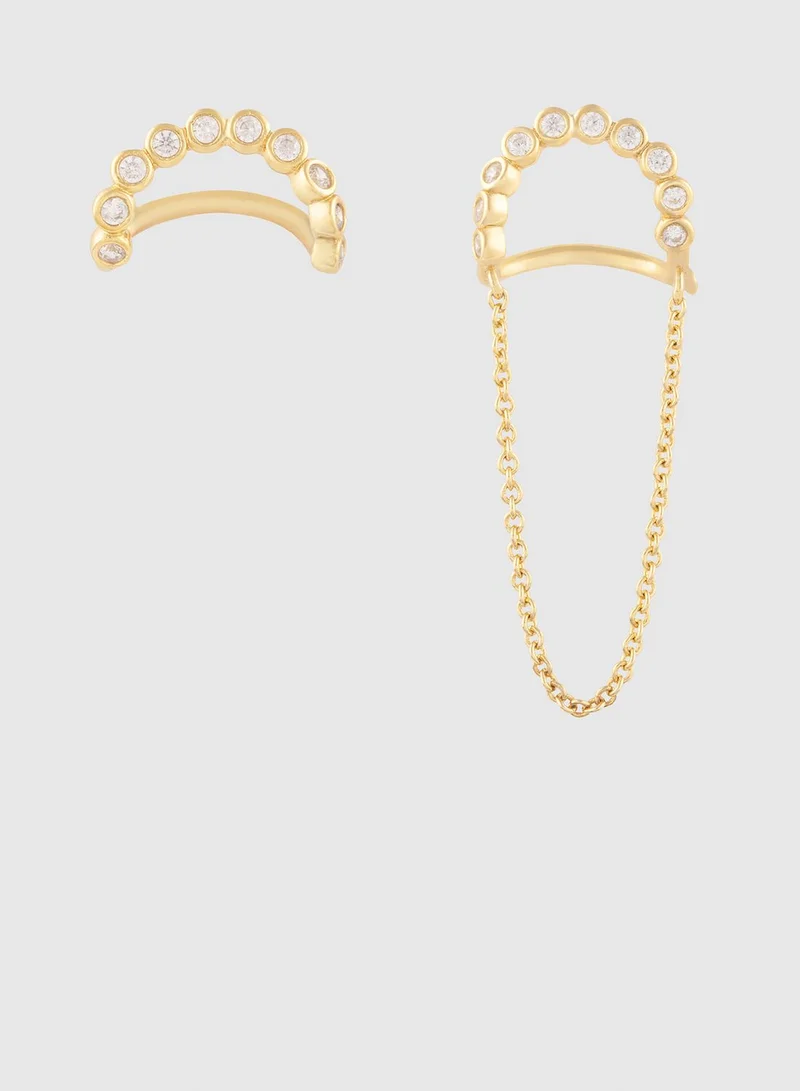 Wanderlust + co Pave Drop Chain Earrings