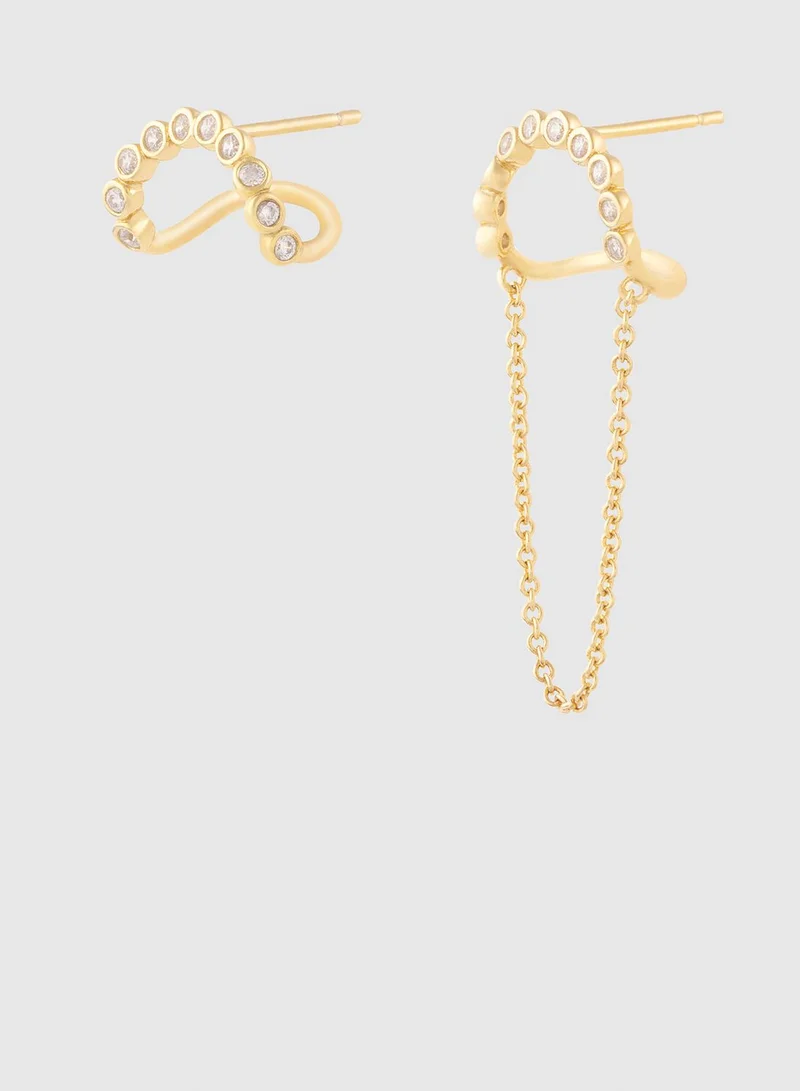 Wanderlust + co Pave Drop Chain Earrings