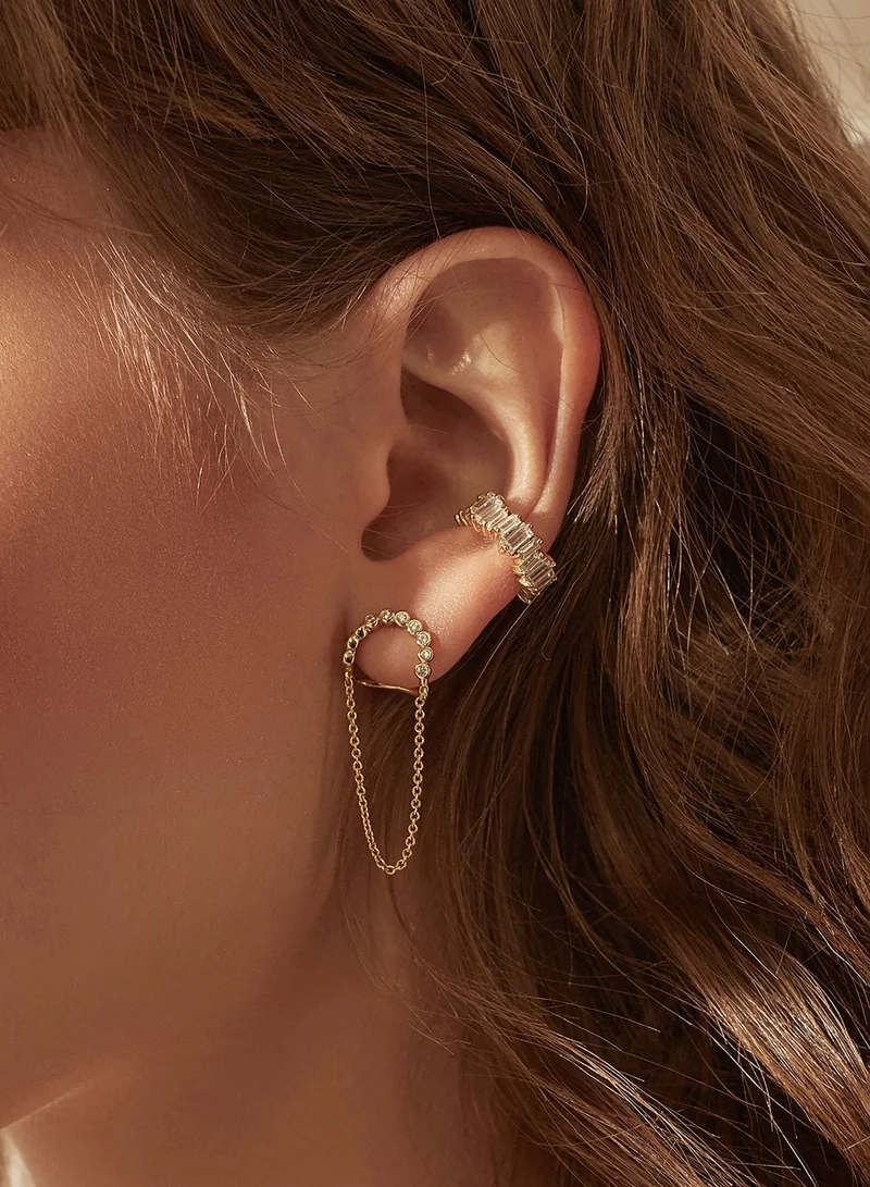 Wanderlust + co Pave Drop Chain Earrings