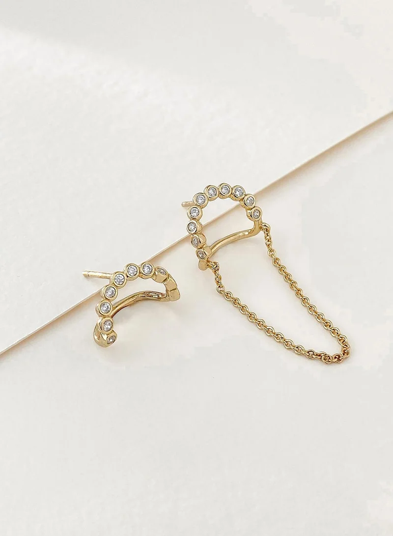 Wanderlust + co Pave Drop Chain Earrings