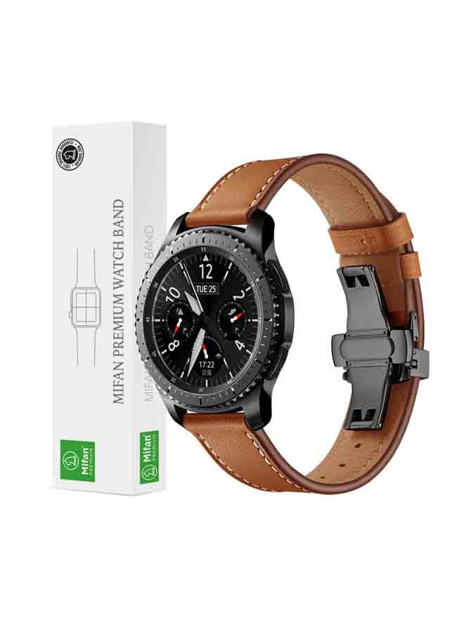 NIBEMINENT Replacement Band For Samsung/Huawei/Garmin/Fossil Smartwatch 22 mm Brown