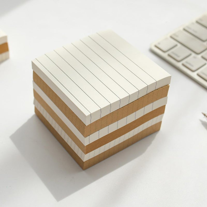 Sticky Memo Pads 6 Pack White and Kraft Paper Grid Lined Blank Sheets Tearable Adhesive Notes - Image 5