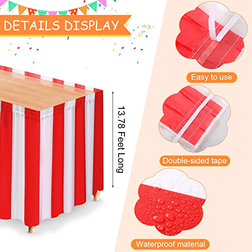 Chumia 10 Pcs Carnival Theme Party Decorations Circus Decorations Carnival Table Skirts Carnival Tablecloths Red White Striped Pennant Banners Circus Carnival Bunting Banners for Carnival Circus - Image 3