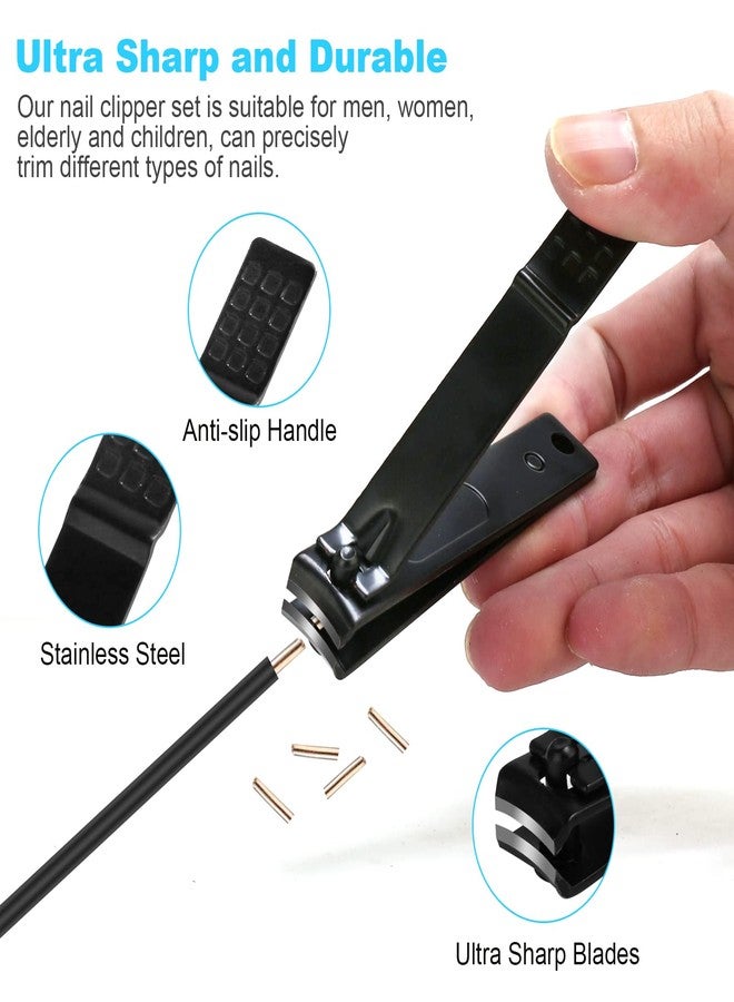 DUCOO Nail Clipper Set, 4 PCS Ultra Sharp Nail Clippers for Men, Women, Adults Toenail Fingernail Clippers, Stainless Steel Nail Cutter & File, Black - Image 3