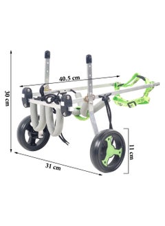 MAJIBAO Dog wheelchair for back legs, Adjustable pet wheelchair with Two back wheels and chest support, Pet mobility aid for Aging and Injured dogs for small pets 40.5 cm S (Green)  - Image 2