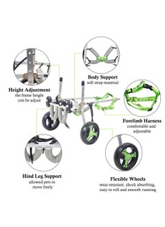 MAJIBAO Dog wheelchair for back legs, Adjustable pet wheelchair with Two back wheels and chest support, Pet mobility aid for Aging and Injured dogs for small pets 40.5 cm S (Green)  - Image 3