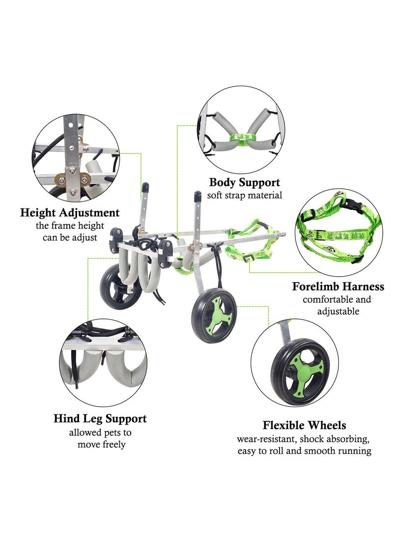 MAJIBAO Dog wheelchair for back legs, Adjustable pet wheelchair with Two back wheels and chest support, Pet mobility aid for Aging and Injured dogs for small pets 40.5 cm S (Green) - Image 3