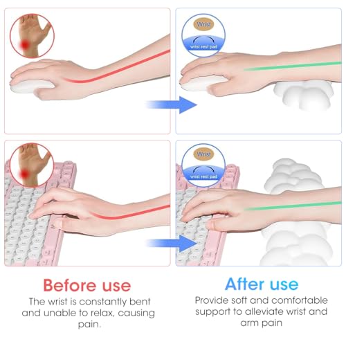 Verilux® Desktop Computer Typing Wrist Rest Combo Keyboard Wrist Rest Fatigue Relief Arm Rest for Typing Non-Slip Base Wrist Rest Ergonomic Design Memory Foam PU Wrist for Typing, Gaming, 2pcs - Image 4