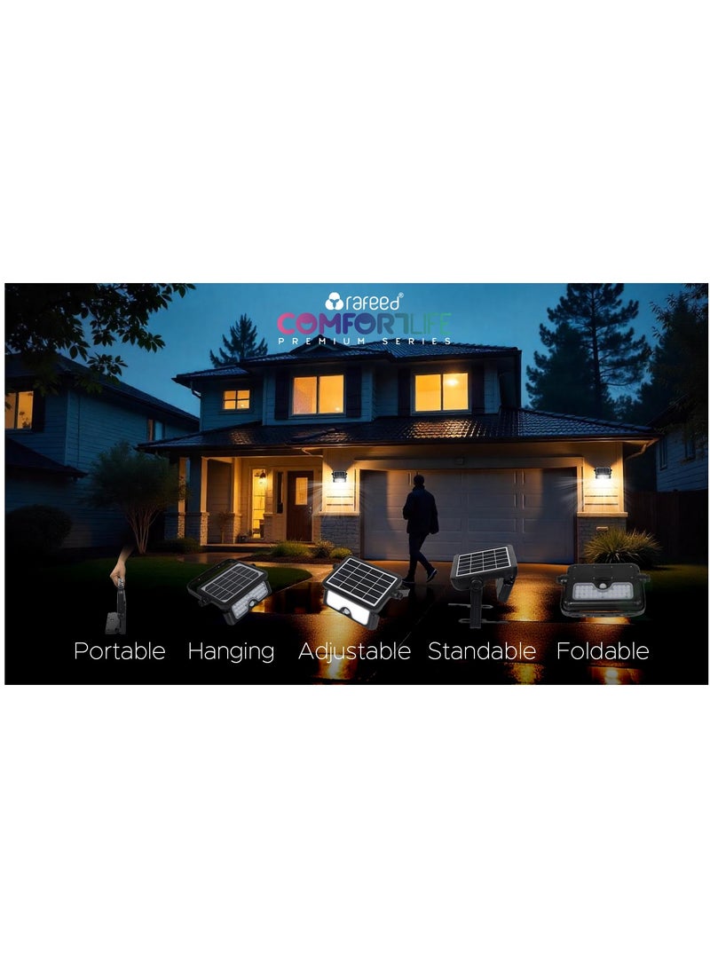 رافيد كشاف شمسي رافيد كومفورت لايف 5 واط LED إضاءة خارجية مع حساس حركة مقاوم للماء IP65 يعمل بالطاقة الشمسية تثبيت جداري , اسود - Image 5