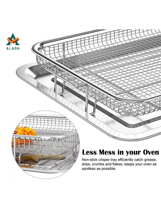 Alark سلة قلاية الهواء من الستانلس ستيل 2 قطعة من ألرك للفرن، صينية قلاية وسلة مجموعة سلة قلاية الهواء للفرن، صينية قلاية غير لاصقة للخبز والدجاج المقرمش، البطاطس المقلية وحلقات البصل - Image 4