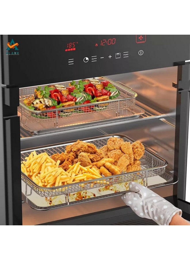 Alark سلة قلاية الهواء من الستانلس ستيل 2 قطعة من ألرك للفرن، صينية قلاية وسلة مجموعة سلة قلاية الهواء للفرن، صينية قلاية غير لاصقة للخبز والدجاج المقرمش، البطاطس المقلية وحلقات البصل - Image 5