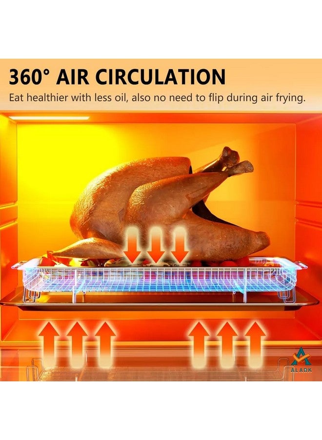 Alark سلة قلاية الهواء من الستانلس ستيل 2 قطعة من ألرك للفرن، صينية قلاية وسلة مجموعة سلة قلاية الهواء للفرن، صينية قلاية غير لاصقة للخبز والدجاج المقرمش، البطاطس المقلية وحلقات البصل - Image 3