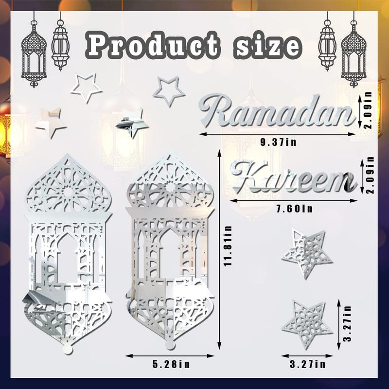 ALIBBON Ramadan Kareem Stickers  Silver Castle Star Stickers Decals  Eid Mubarak Wall Decorations for Home  Islamic Muslim Wall Decor  Eid Mubarak Ramadan Window Clings Mirror Decor - Image 2