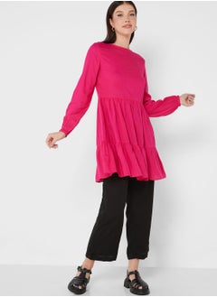 Plicated Detail High Waist Pants
