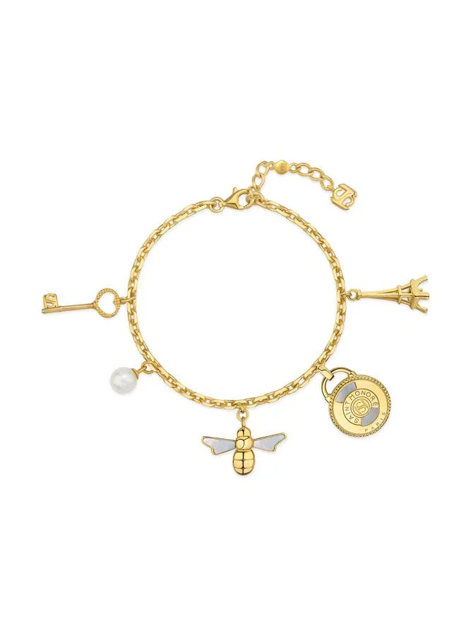 Saint Honore Paris Camille Gold Plated Bracelet with Hanging Charm for Women's