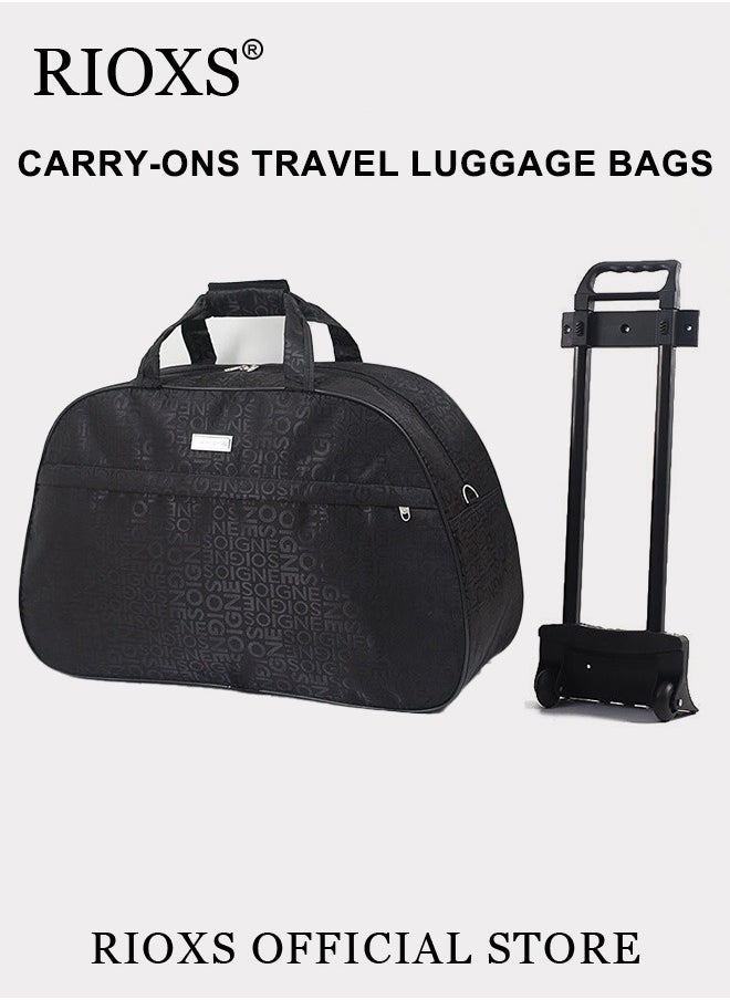RIOXS Luggage Trolley Bag,Rolling Travel Duffel Bag,Canvas Travel Bag With Wheels And Detachable Straps,Carry On Luggage Rolling Suitcase,Wheeled Duffel Travel Bag,Portable Wheeled Bag  - Image 5