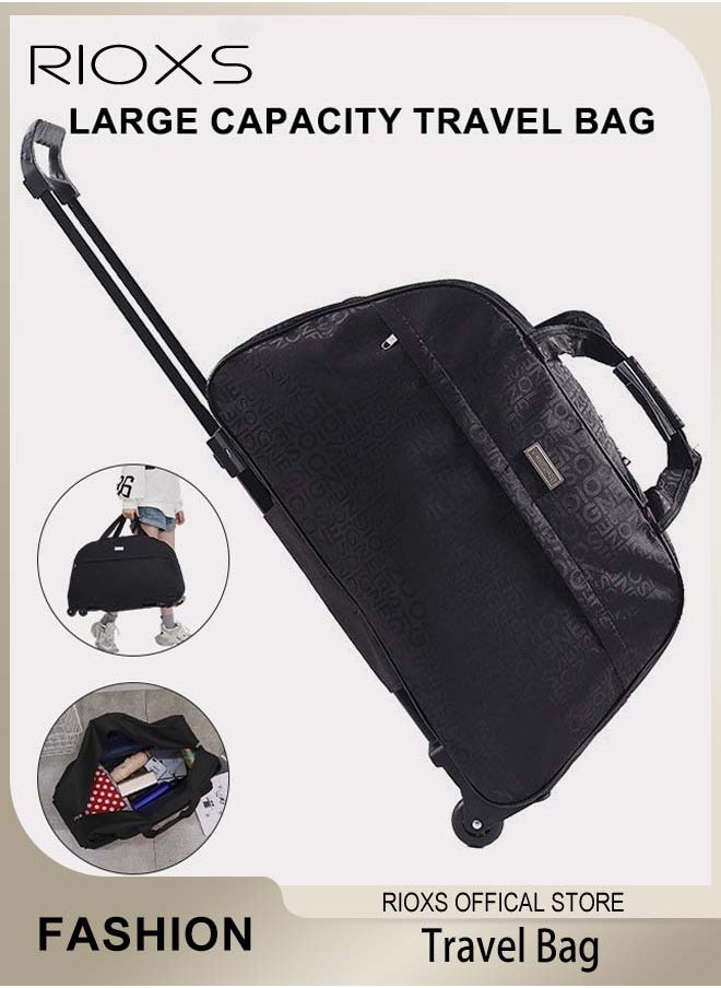 RIOXS Luggage Trolley Bag,Rolling Travel Duffel Bag,Canvas Travel Bag With Wheels And Detachable Straps,Carry On Luggage Rolling Suitcase,Wheeled Duffel Travel Bag,Portable Wheeled Bag  - Image 1