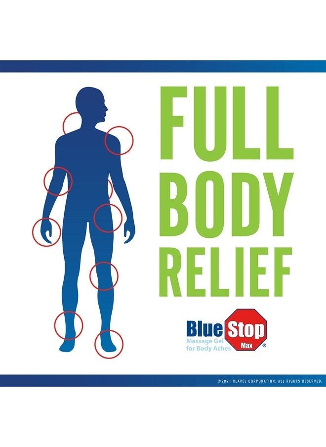 Blue Stop Max - Massage Gel and Muscle Rub Made with Aloe Vera, Emu Oil, and Menthol - Provides Muscle, Joint, and Body Ache Relief - Non-Greasy for Everyday Relief - 8 Oz Pump Bottle - Image 1
