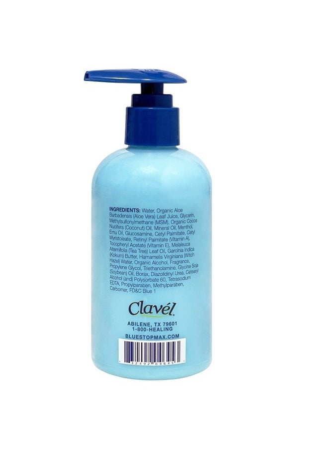 Blue Stop Max - Massage Gel and Muscle Rub Made with Aloe Vera, Emu Oil, and Menthol - Provides Muscle, Joint, and Body Ache Relief - Non-Greasy for Everyday Relief - 8 Oz Pump Bottle - Image 1