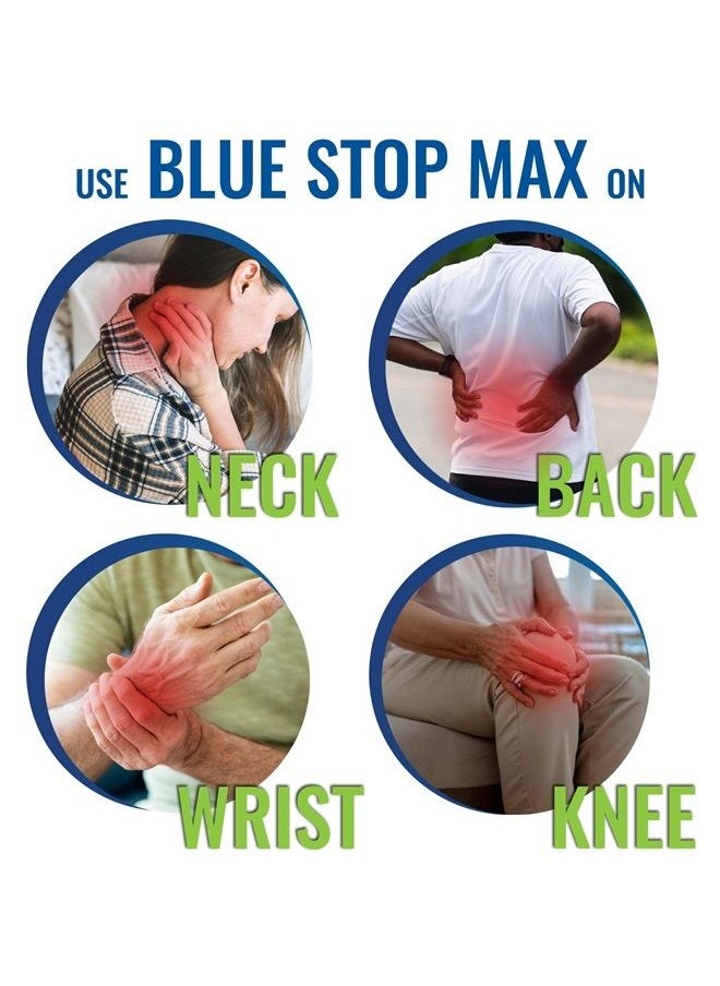 Blue Stop Max - Massage Gel and Muscle Rub Made with Aloe Vera, Emu Oil, and Menthol - Provides Muscle, Joint, and Body Ache Relief - Non-Greasy for Everyday Relief - 8 Oz Pump Bottle - Image 1