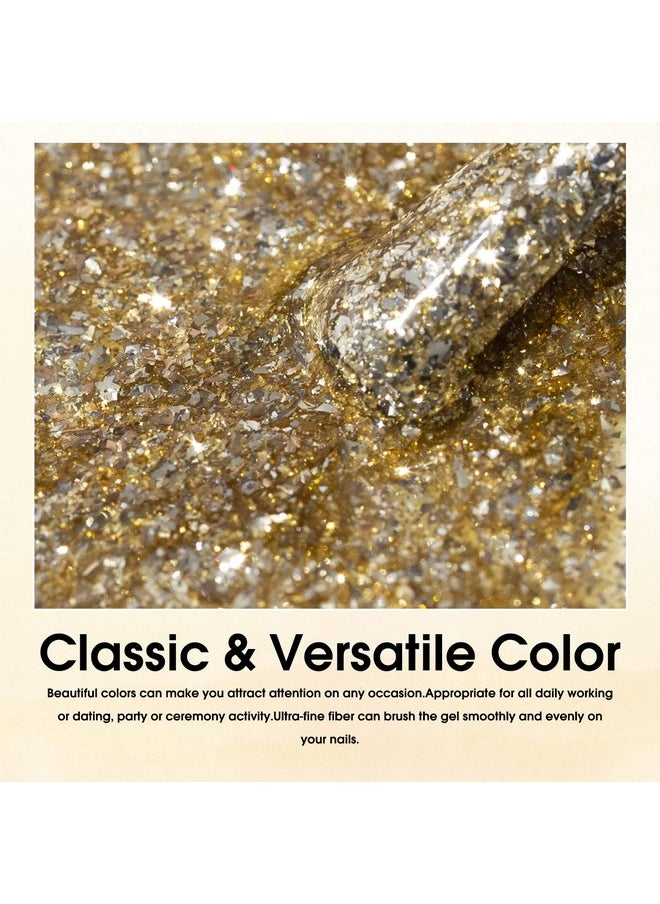 V VENALISA - Venalisa Gel Nail Polish 12Ml Gold Glitter Color Soak Off Uv Led Nail Gel Polish Nail Art Starter Manicure Salon Diy At Home 0.43 Oz - Image 1