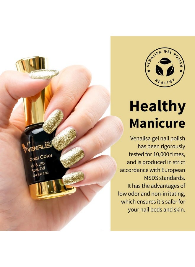 V VENALISA - Venalisa Gel Nail Polish 12Ml Gold Glitter Color Soak Off Uv Led Nail Gel Polish Nail Art Starter Manicure Salon Diy At Home 0.43 Oz - Image 1
