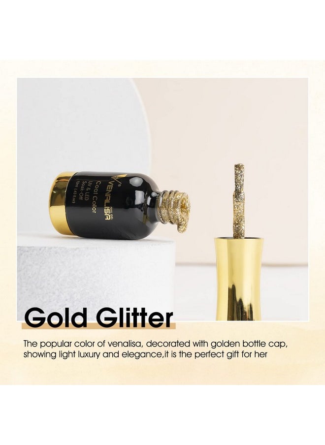 V VENALISA - Venalisa Gel Nail Polish 12Ml Gold Glitter Color Soak Off Uv Led Nail Gel Polish Nail Art Starter Manicure Salon Diy At Home 0.43 Oz - Image 1