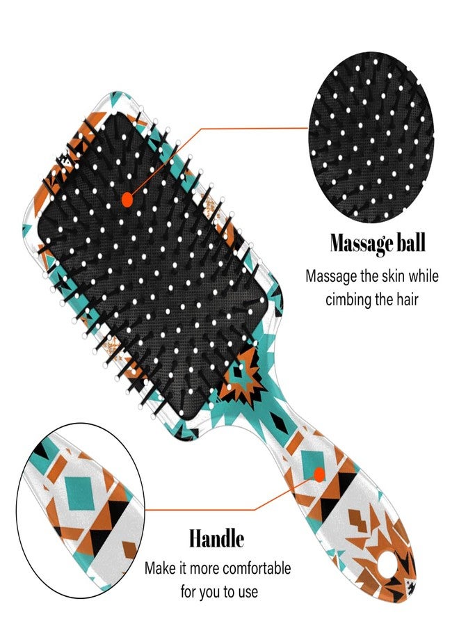 DXTKWL Paddle Hair Brush Western Aztec Print Pattern Wet Dry Detangler Brush Soft Bristles Detangling Hairbrush Air Cushion Comb for Kids Adults All Hair Types - Image 3
