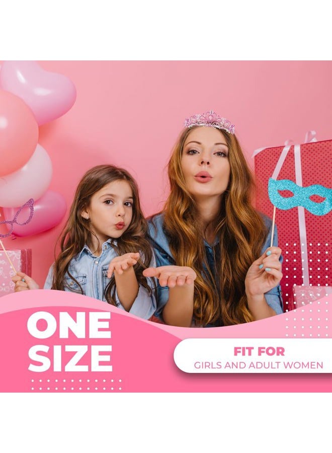 Papoopy Birthday Girl Tiara and Crown with Sash for Women and Girls, Hair Accessories for Wedding Party Costume (C- Pink) - Image 3