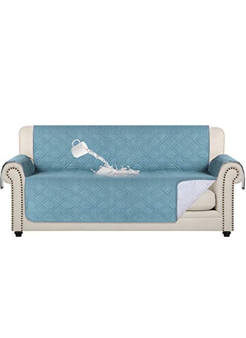 Flamingo P Flamingo P 100 Waterproof Slip Resistant Sofa Slipcover Pet Sofa Protector Couch Cover for Leather Seat Width Up to 78 Inch Quilted Furniture Sofa Covers Seat Width Up to 78 Stone Blue 