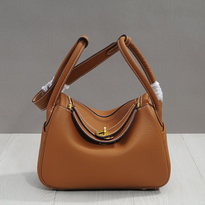 Autumn New Genuine Leather Crossbody Small Bag Top Layer Cowhide Mini Doctor Bag Shoulder Bag Women'S Bag Fashionable Small Square Bag - Image 4