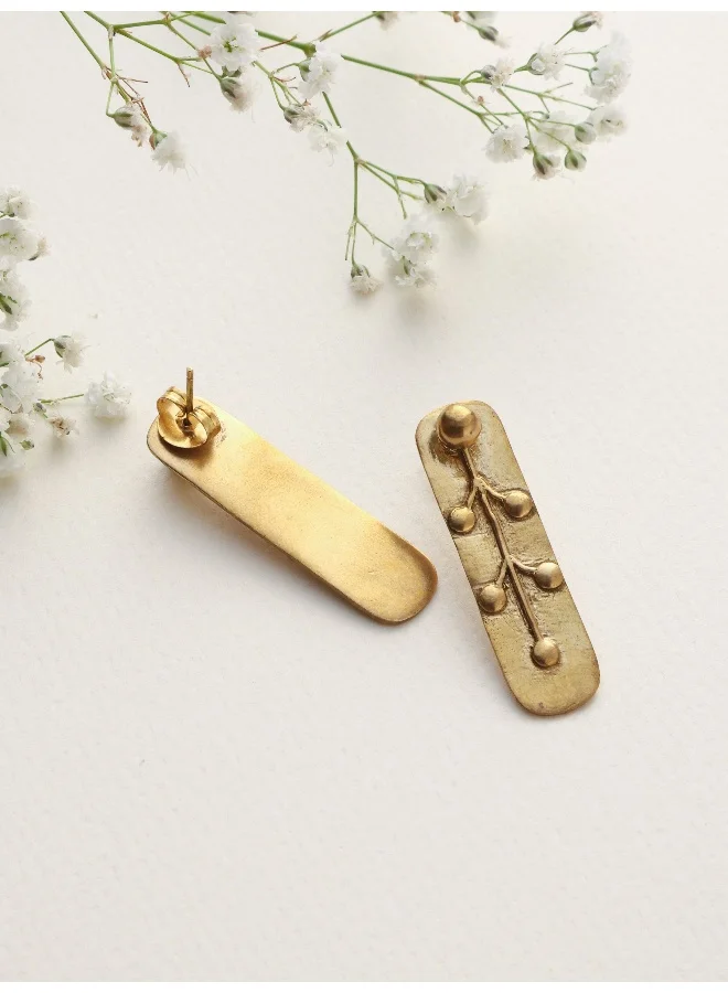 trueBrowns trueBrowns Brass Embossed Rectangular Earrings