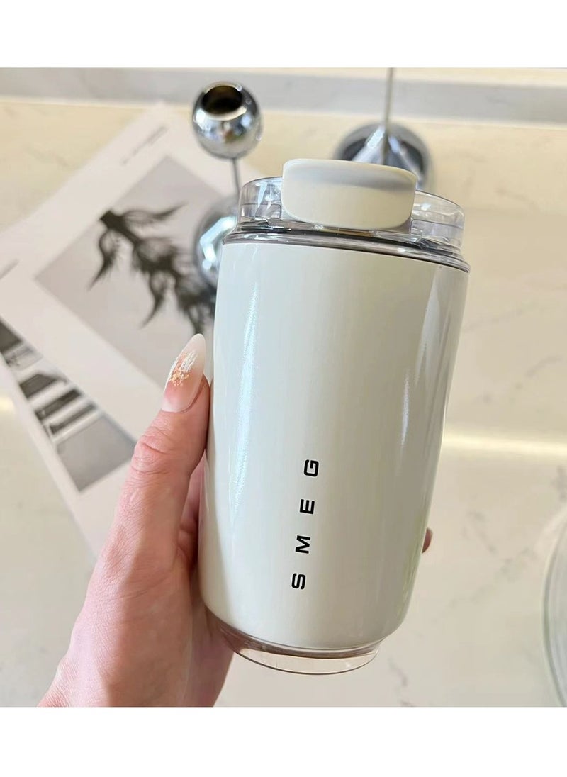 smeg - Travel Coffee Mug, Insulated Beverage Cup With Leakproof Lid, Long Lasting Coffee Tumbler With Lid And Straw, Travel Coffee Thermos White - Image 1
