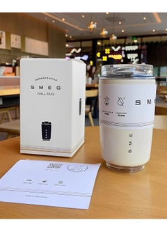 smeg Travel Coffee Mug, Insulated Beverage Cup With Leakproof Lid, Long Lasting Coffee Tumbler With Lid And Straw, Travel Coffee Thermos White  - Image 2